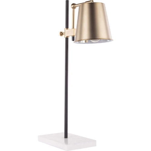 Metric Table Lamp in White Marble & Antique Brass